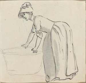 Jente med panser på jobb [recto] av Paul Sandby