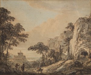 Landskap med rytter (penn, blekk, pensel og wc på papir) av Paul Sandby