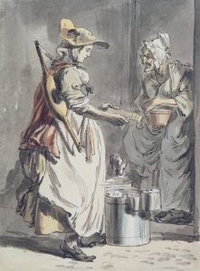 London Cries: A Milkmaid, ca. 1759 (penn og blekkpensel, akvarell og grafitt på papir) av Paul Sandby