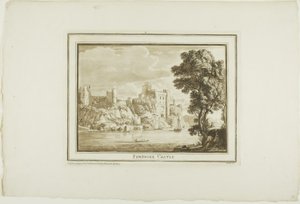 Pembroke Castle, fra Twelve Views in Aquatinta fra tegninger tatt på stedet i Sør-Wales av Paul Sandby