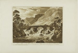 Pont y Pair over elven Conway ovenfor Llanrwst i fylket Denbigh av Paul Sandby