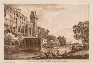 Utsikt over Warwick Castle: Caesars eier og en del av Warwick Castle fra øya av Paul Sandby