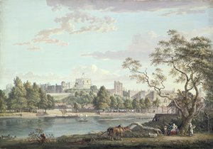 Windsor Castle, fra over Themsen (kroppsfarge over blyant på papir) av Paul Sandby