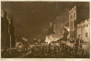 Windsor Castle fra Lower Court den femte november—fyrverkeri av Paul Sandby