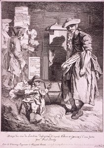 Kvinne med et sjeldent show, Cries of London, 1760 av Paul Sandby