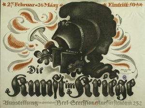 Plakat som reklamerer for en utstilling av "Art in War"