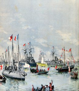French Flotilla i Portsmouth Harbour, 1891 av Paul Senau