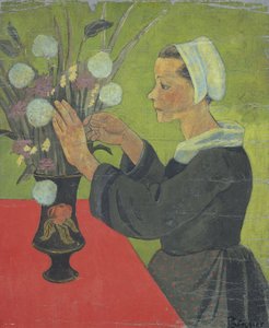 Bretonsk kvinne med bukett (Huelgoat) av Paul Sérusier