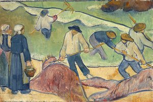 Lite landskap med tang-fiskere, av Serusier, Paul (1864-1927). Olje på papp, ca. 1889. Mål : 21,9x33,2 cm. Staedtische Galerie im Staedelschen Kunstinstitut, Frankfurt am Main av Paul Sérusier
