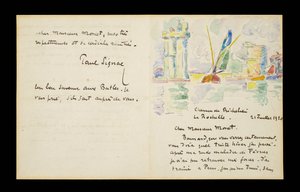 Autografbrev til Claude Monet, 21. juli 1920 av Paul Signac