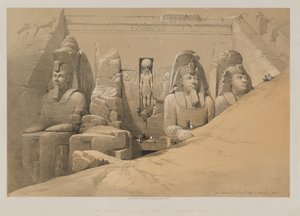 Egypt og Nubia, bind II: Forhøyning av det store tempelet til Aboo Simbel, Nubia av Paul Signac