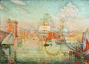 Inngang til havnen i Marseille av Paul Signac