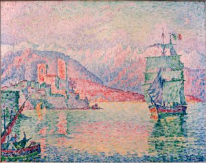Antibes havn i kveldslyset av Paul Signac