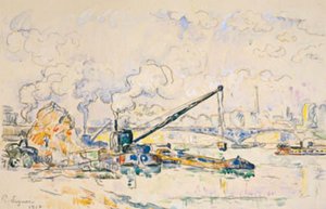 Mirabeau-broen. Sandbunken av Paul Signac