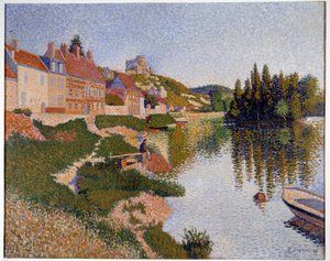 Les Andelys, banken Maleri av Paul Signac (1863-1935) 1886 Søn. 0,65x0,81 m Paris, musee d