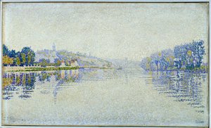 Riverside, the Seine and Herblay Maleri av Paul Signac (1863-1935) 1889 Søn. 0,33x0,55 m Paris, musee d