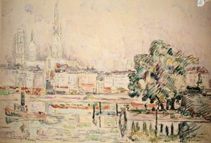 Rouen (akvarell på papir) av Paul Signac