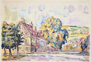 Gate med et rammehus i Normandie, c1925 av Paul Signac