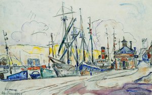 Havnen ved Fecamp; Le Port a Fecamp, 1930 av Paul Signac