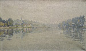 Utsikt over Seinen ved Herblay, 1889 av Paul Signac