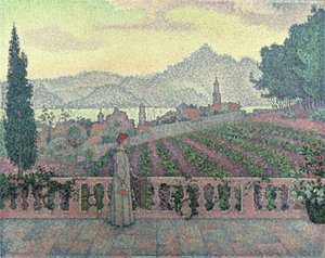 Kvinne på terrassen, 1898 av Paul Signac