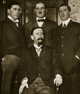 Francisco Madero og tre av sønnene hans, Gustavo, Gabriel og Evaristo, på Astor Hotel, New York, mars 1911 av Paul Thompson