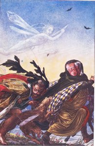 Raseri! Raseri! Tre, tyrann, der Hark! Hark!, illustrasjon fra The Tempest, 1908 av Paul Vincent Woodroffe