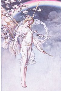 Himmelens dronning, hvis vannaktige bue og rot og jeg, byr på å forlate disse, illustrasjon fra The Tempest, 1908