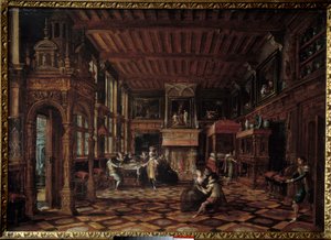 flamsk interiør. Maleri av Paulus Vredeman De Vries (1567-1630)