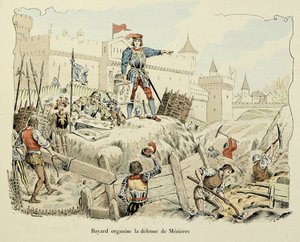 Illustrasjon hentet fra boken "Histoire du chevalier Bayard" av Theodore Cahu, illustrert av Paul De Semant (1855-1915): Bayard organiserer forsvaret av Mezieres 1521 av Paul de Semant