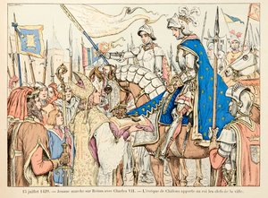 Illustrasjon hentet fra boken "" Joan of Arc "" av Theodore Cahu og illustrert av Paul De Semant (1855-1915): Den 15. juli
