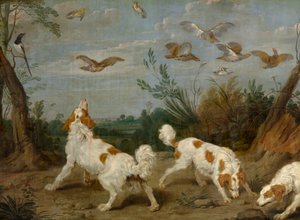 Partridge Hunt (olje på lerret)