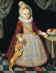 Portrett av et barn med en rangle av Paul van Somer