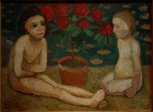 To sittende barnemapper av Paula Modersohn Becker