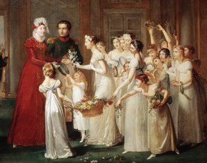 Ankomsten av Marie-Louise og Napoleon I Bonaparte i Compiegne den 28/03/1810 (olje på lerret