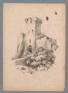 Utsikt over et ødelagt tårn med port Landscape Studies av Paulus Lauters (serietittel) Nouvelle suite de 40 études de paysages av P. Lauters (serietittel)