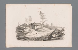Kupert landskap med landevei og hus Prinsipper for landskap (serietittel) Principes de paysages (serietittel) av Paulus Lauters