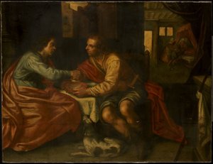 Esau selger sin førstefødselsrett (1. Mosebok 27:1-29) av Paulus Moreelse (copy after)