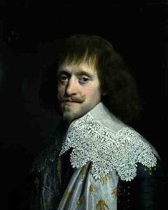 Portrett av en gentleman i høy blondekrage (olje på lerret) av Paulus Moreelse