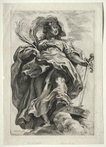 St. Catherine i skyene av Paulus Moreelse