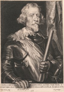 Dom Carolus de. columna. en. Ulemper. stat. Prim. en. Cubit Reg. Matte. Cath. Magister Campi..Gnalis. i Belg. etc. av Paulus Pontius