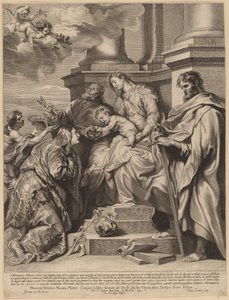 Den hellige Rosalia kronet av Jesusbarnet av Paulus Pontius, after Sir Anthony van Dyck