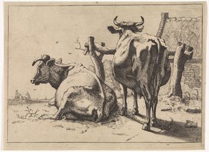To kyr sett bakfra Bullen-heftet (serietittel) av Paulus Potter