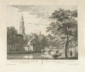 Utsikt over Westerkerk og Westerhal, sett fra Keizersgracht Utsikt over Westerkerk, i Amsterdam / Vue de l