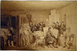 Konsekvensene av Fidelkas død - Verk av Pavel Andreyevich Fedotov (1815-1852), indisk blekk og sepia på papir