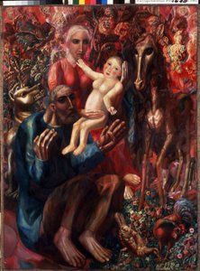 ""Den hellige familie"" Maleri av Pavel Nikolayevich Filonov (1883-1941) 1914 Statens russiske museum, St. Petersburg, Russland