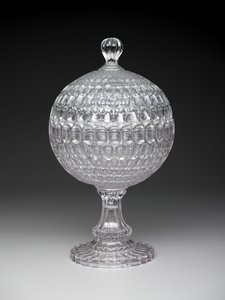 "Argus" dekket kompott, ca. 1855-75 (presset glass) av Pears and Co. Pittsburgh Bakewell