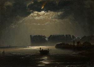 Nordkapp ved måneskinn, 1848.