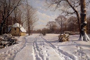En kanetur gjennom et vinterlandskap av Peder Monsted