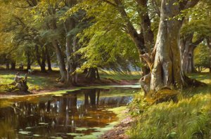 Peder Mönsted, sommerdag ved skogsbekken av Peder Monsted